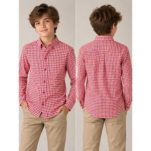 B by Brooks Brothers Boys 14Y Red Gingham Cotton Button Down Shirt NWT Preppy BB